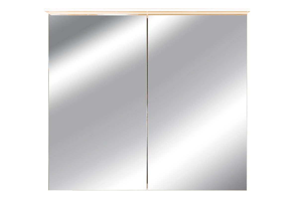 Spiegelschrank Bad, 80 cm, Türen verspiegelt inkl. Veneo Breite LED-Leuchte doppel