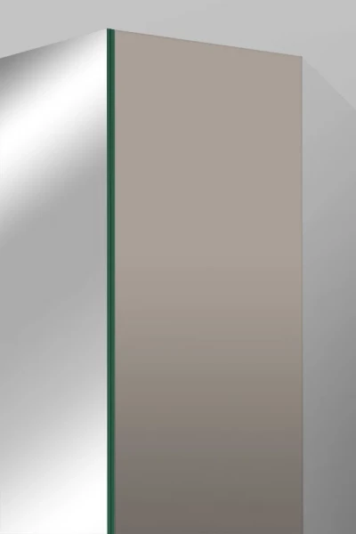 Spiegelschrank Bad, Breite: 50 cm, Tür doppel verspiegelt inkl. matt schwarzer LED-Leuchte