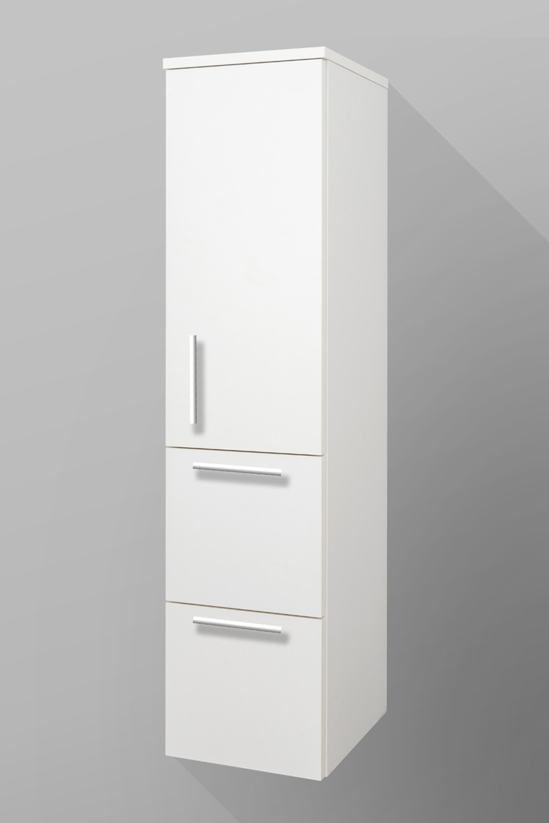 Badezimmer Midi-Schrank, 2 Auszüge, 1 Tür, Seitenschrank H/B/T [128,1 cm /  Variabel] | Hochschränke